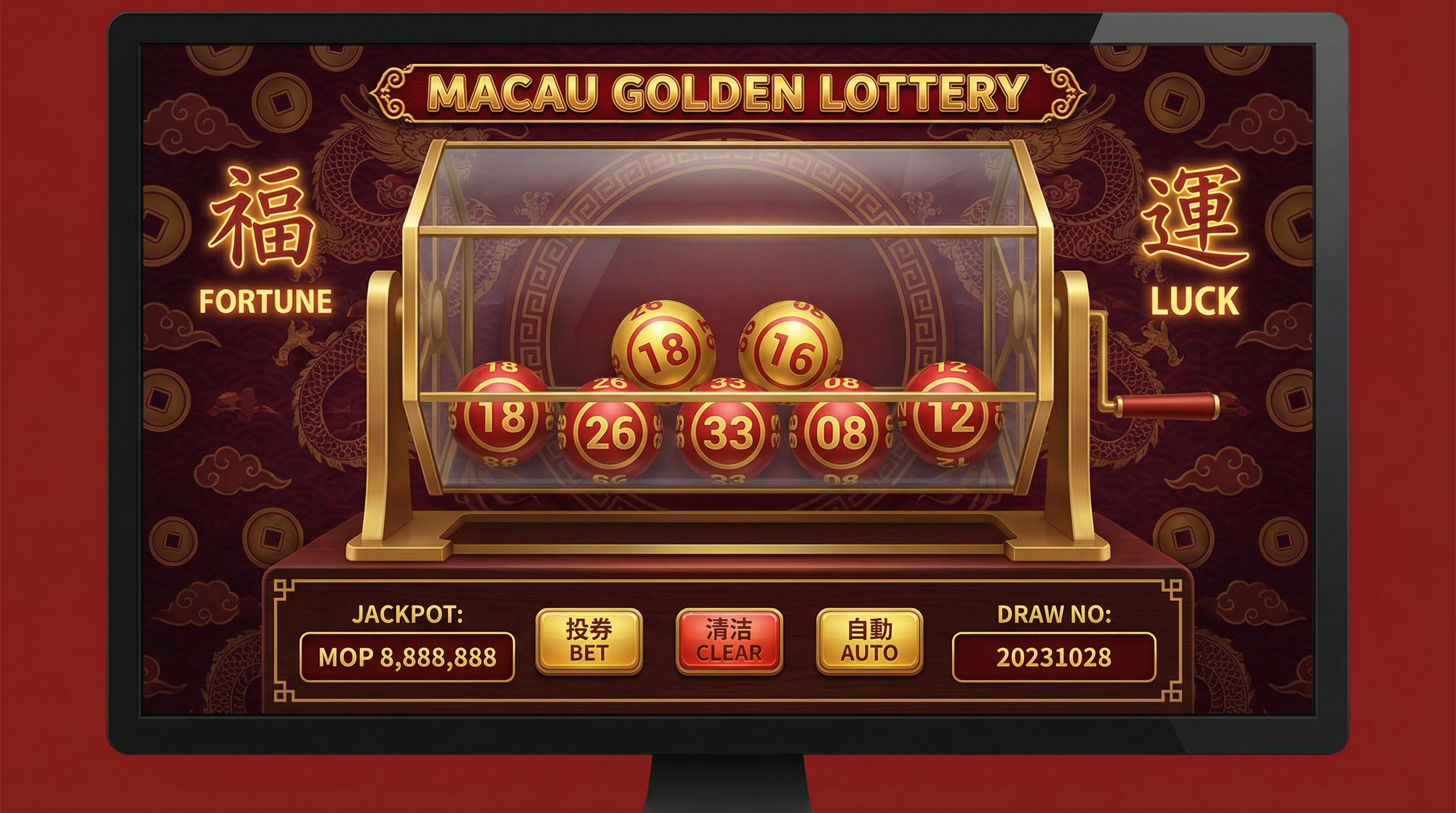 澳门六合彩开奖界面展示彩球和奖池